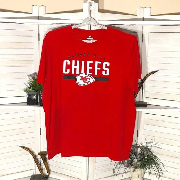 Fanatics Kansas Chiefs red white black logo cotton T-shir short sleeves Sz 4XL - Picture 1 of 5
